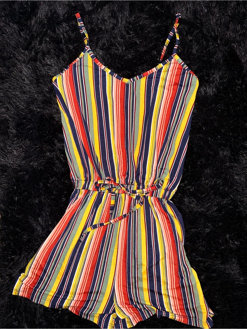 Cuidado con el Perro Striped Tie Waist Romper Size M Multicolor Boho